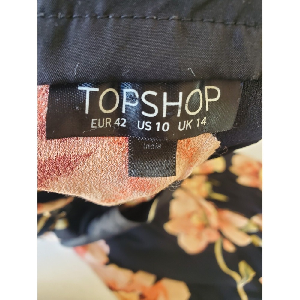 Topshop Maxi Dress Women 10 Black Floral Cut Out Backless Whimsigoth Resortwear - Picture 6 of 11